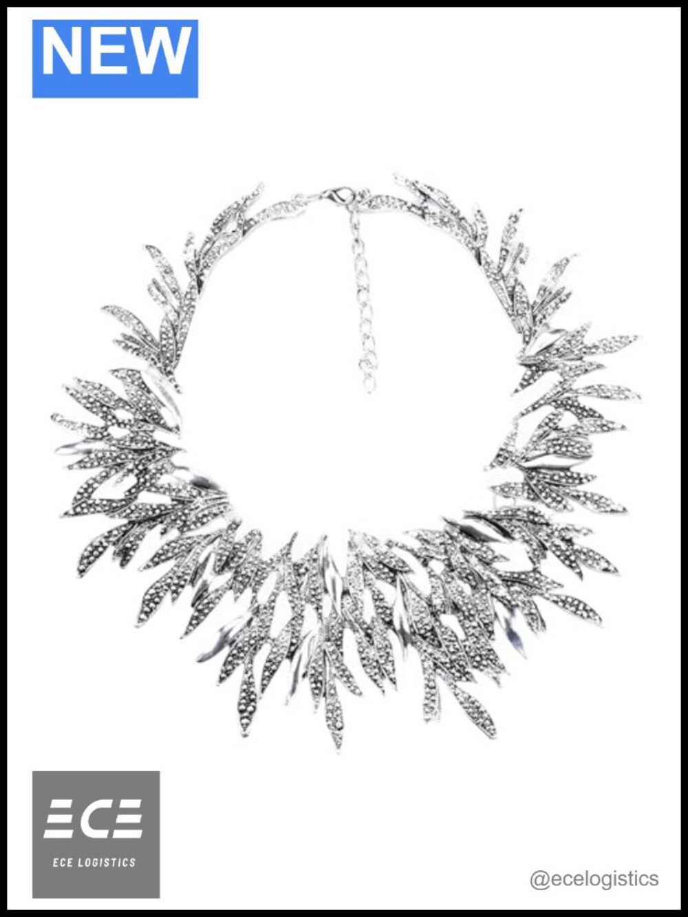 925 Sterling Silver Bib Necklace Chunky Crystal Pearl Resin Beaded Chain Choker